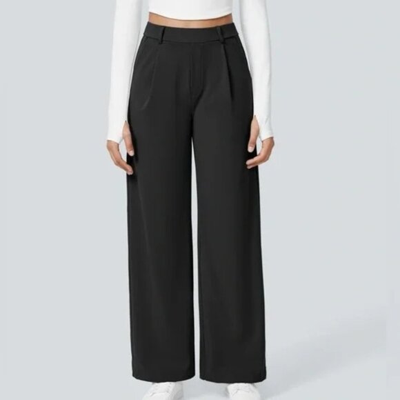 Halara Halo Tek Air Wide Leg Work Pants Women's High Waisted Pleated Stretch SP - Picture 1 of 7
